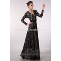 Wholesale Black Long Sleeve Lace Evening Dress Embroidered Elegant Prom Dress High Neck Prom Dresses